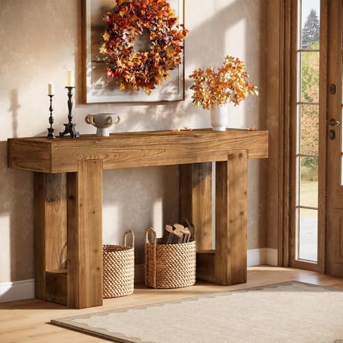 Tribesigns 55-Inch Long Console Table, Solid Wood Rectangular Sofa Table Behind - Image 6