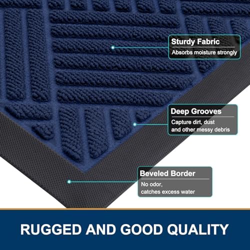 Smiry Front Door Mat Outside Entrance, Natural Rubber Doormat, 71x23 Inch - Image 4