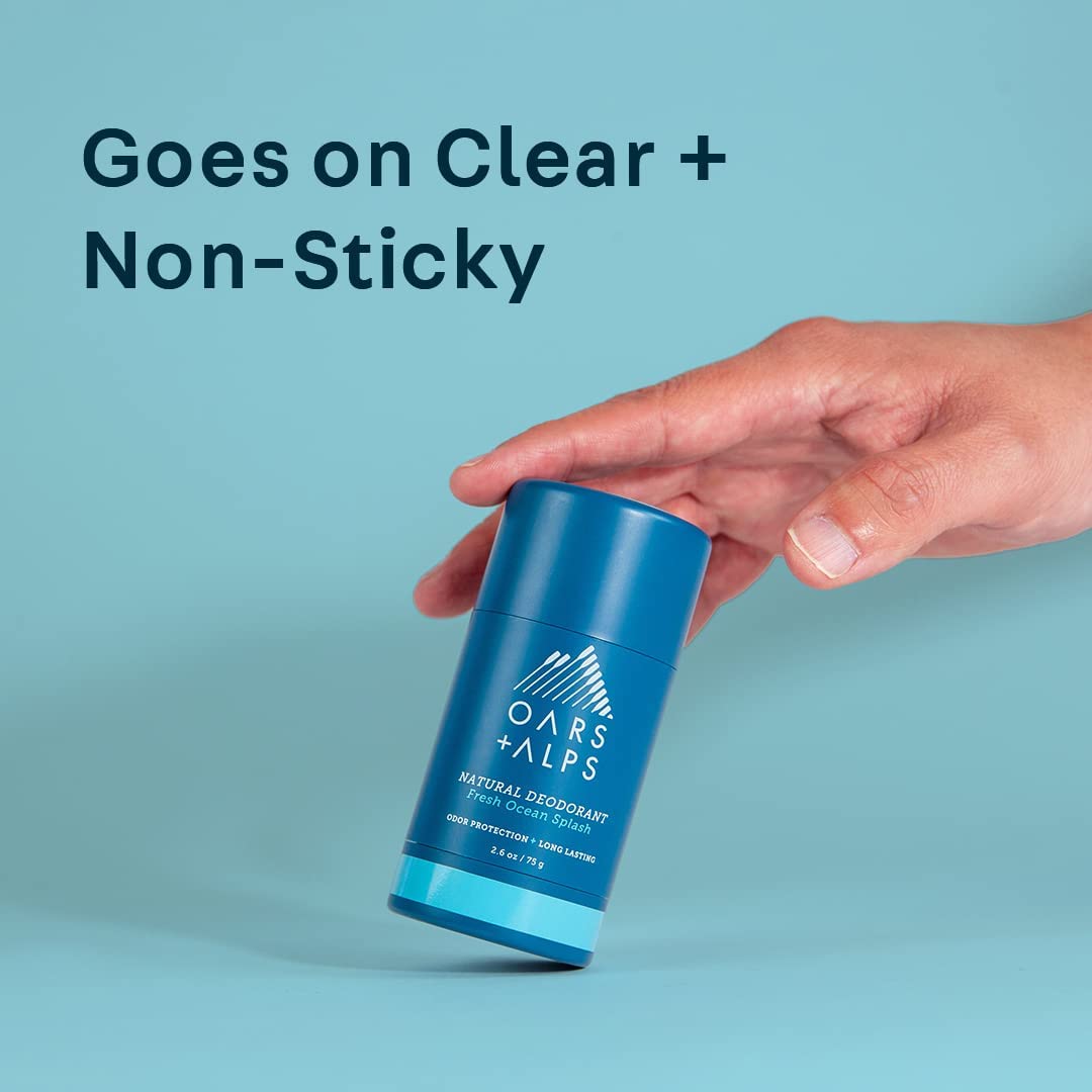 Oars + Alps Aluminum Free Deodorant for Men and Women, Dermatologist Tested and Made with Clean Ingredients, Travel Size, Fresh Ocean Splash, 3 Pack, 2.6 Oz Each