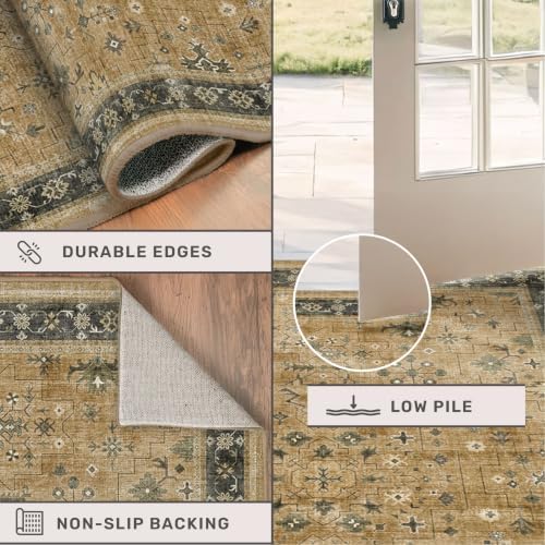 Washable Long Runners for Hallways, 3x8 Rustic Brown and Charcoal Olive Kitchen - Image 5