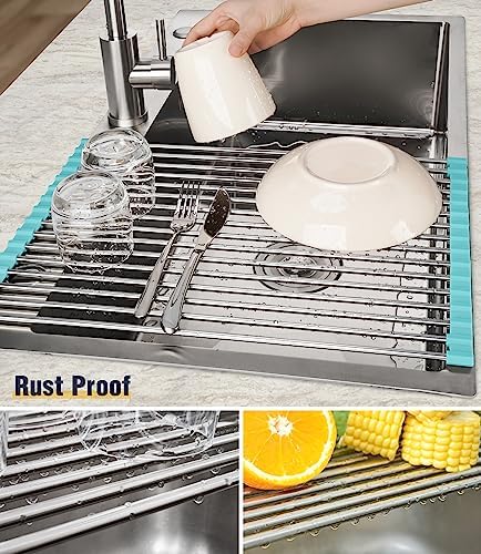 Tomorotec Roll Up Dish Drying Rack Over Sink, 304 Steel - Image 2