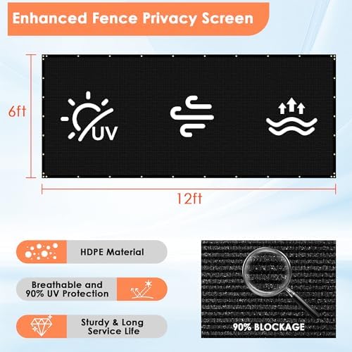 iCover 6x12ft Privacy Screen Fence, Outdoor Fencing Panels, Garden Windscreen - Image 3
