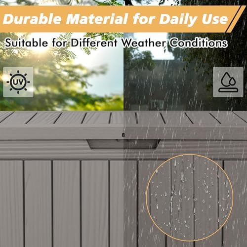 Fancyango 50 Gallon Waterproof Deck Box, Resin Outdoor Storage Box - Image 4