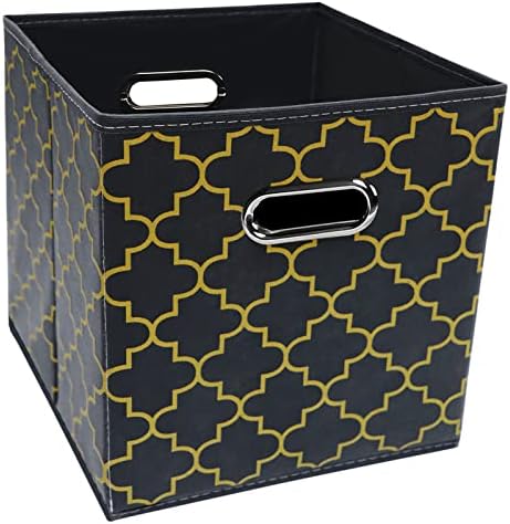 Black Foldable Storage Cubes Bins, Fabric Storage Box Cubes Organizer Baskets by HEAYEEG
