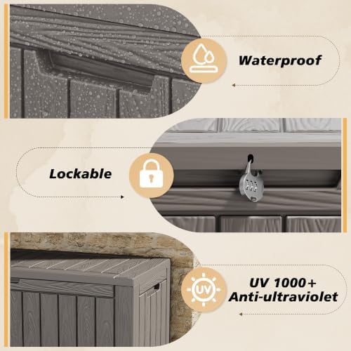 Fancyango 110 Gallon Waterproof Deck Box, Resin Outdoor Storage Box - Image 5
