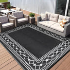 GlowSol 9x18 Outdoor Rug Waterproof Reversible Patio Mat, Heavy Duty Plastic - Image 2