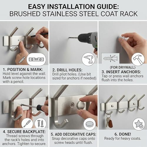 Brushed Nickel Coat Rack Wall Mount - Image 7
