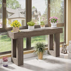 Tribesigns 63-Inch Long Console Table, Wooden Rectangular Sofa Table Behind The - Image 6