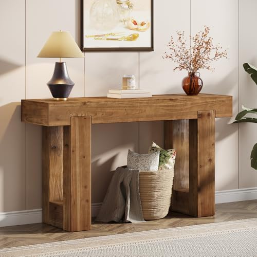 Tribesigns 55-Inch Long Console Table, Solid Wood Rectangular Sofa Table Behind by Tribesigns