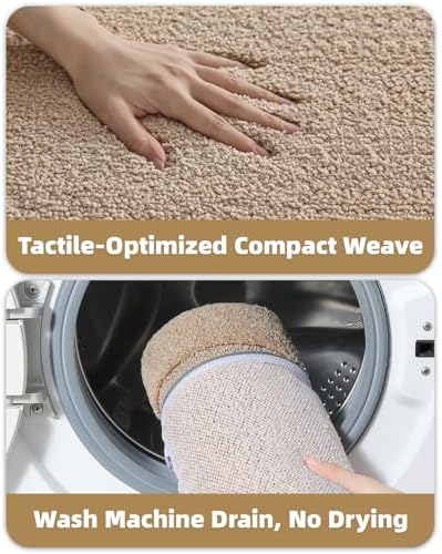 Color&Geometry Oval Beige Bathroom Rugs 36x24, Extra Soft Absorbent Microfiber - Image 6