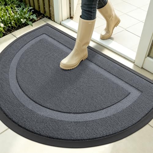 OLANLY Half Circle Front Door Mat Outside 35x23 All-Season Rubber Doormat by OLANLY