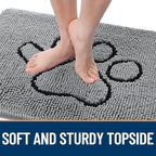 OLANLY Dog Door Mat for Muddy Paws 59x24, Paw Print Design Chenille Mud Mat - Image 4