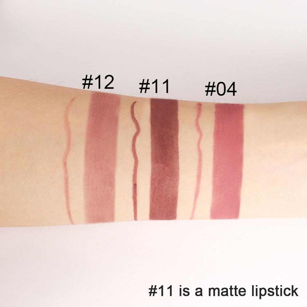 evpct 1Pcs Dark Brown Lip Liner and Lipstick Set Kit for Women Matte Lips Kit with Lip Liner Lip Stains Long Lasting Waterproof 24 Hour Lipstick and Lip Liners Combo Lipliners Pencil Set 11#