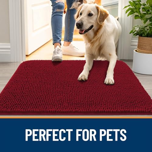OLANLY Dog Door Mat for Muddy Paws 36x24, Super Absorbent Chenille Mud Mat - Image 6