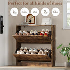 BORNOON Shoe Cabinet with 2 Flip Drawers, Slim Narrow Shoe Storage Cabinet - Image 4