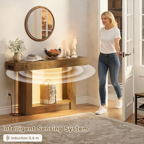 47.2" Entryway Table with Outlet, 2-Tier Console Table with Sensor Light - Image 3