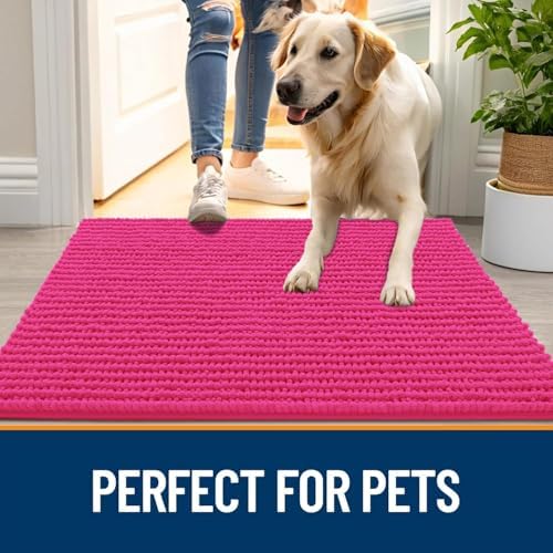 OLANLY Dog Door Mat for Muddy Paws 36x24, Extra Absorbent Chenille Mud Mat - Image 6
