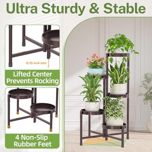 iDavosic.ly Plant Stand Indoor Outdoor, 5 Tier Metal Corner Shelf - Image 4