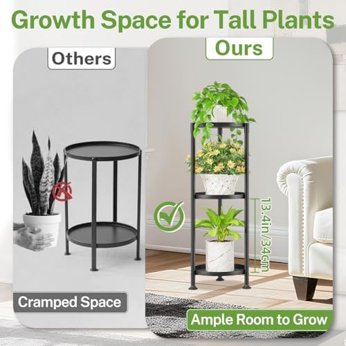 iDavosic.ly 3 Tier Plant Stand Indoor Outdoor, 10 In Wide Metal Tray - Image 5