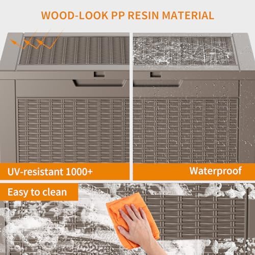 DRATO 36 Gallon Outdoor Storage Box Waterproof, Lockable Resin Deck Box - Image 6