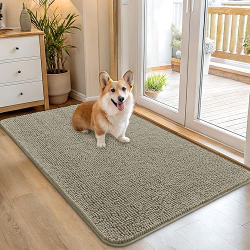 OLANLY Dog Door Mat for Muddy Paws 45x27, Super Absorbent Chenille Mud Mat by OLANLY