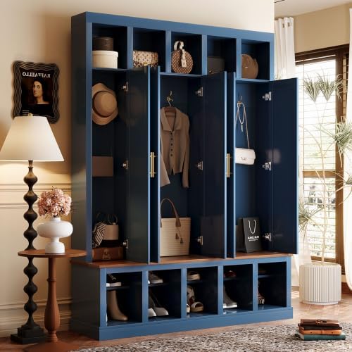 Quarte Entryway Organizer with Shoe Storage, Coat Hanging, Hat Cubbies - Image 2