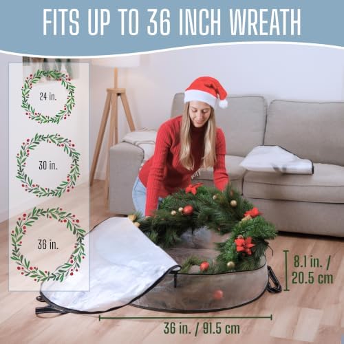VENO 2 Pack Summer Wreath Storage Container, 36 Inch Clear Wreath Bag, - Image 2