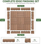 Ripeng 12 Pack Teak Wood Deck Tile Edge Trim Set 8 Straight 4 Corner Edge - Image 6