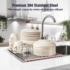Tomorotec Roll Up Dish Drying Rack Over Sink, 304 Steel - Image 5