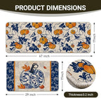 Fall Chinoiserie Pumpkin Kitchen Rugs Set of 2, Autumn Thanksgiving - Image 6