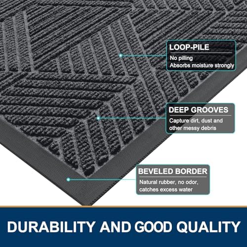 Smiry Front Door Mat Outside Entrance, Low Profile Rubber Doormat - Image 4