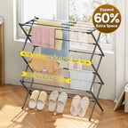 KINGBOARD 3-Tier Extendable Clothes Drying Rack, Small & Foldable - Image 2