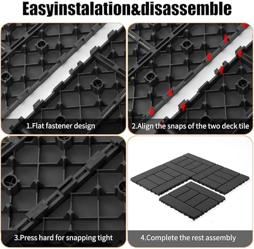 Plastic Interlocking Deck Tiles, 44 Pack Waterproof Patio Flooring - Image 3