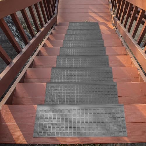 Ottomanson Bullnose Stair Treads Outdoor – Grid Heavy-Duty Non-Slip Stair Mats - Image 2