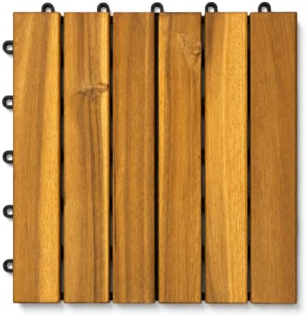 Patio Flooring Indoor/Outdoor 12 in. Golden Teak Acacia Wood Interlocking Deck - Image 6
