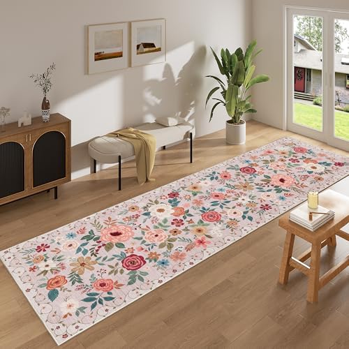 DUKINO 3x10 Runner Rug, Floral Washable Kitchen Runner Rug Non Slip - Image 3