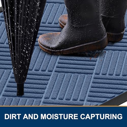 Smiry Front Door Mat Outside Entrance, Natural Rubber Doormat, 47x32 Inch - Image 3