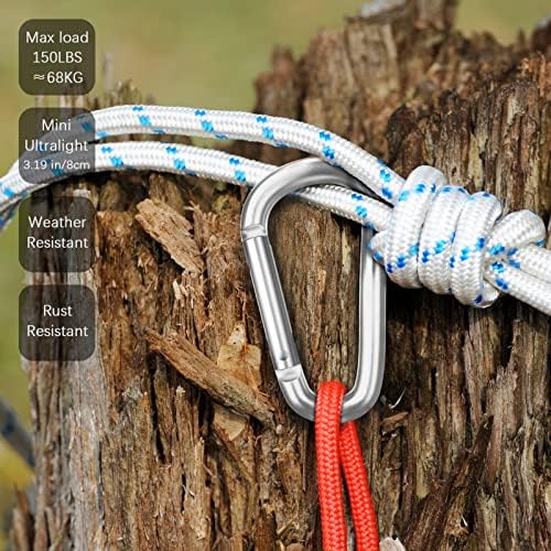 sprookber 3" Aluminum Carabiner D Ring, Caribeener Clips, Spring Snap Hook - Image 5