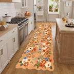 DUKINO 2x8 Washable Runner Rug, Floral Non Slip Kitchen Runner Rug by DUKINO