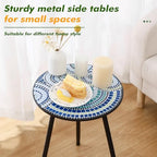 Party Zealot 2 Packs Metal Mosaic Round Side Tables 13.4" Small Outdoor Patio - Image 4