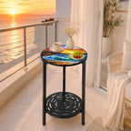 2-Tier Metal Round Side Table Accent Coffee Tables Small Space Corner Plant - Image 6