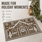 3x5 Ft Gingerbread House Christmas Reversible Plastic Straw Outdoor Rug - Image 7