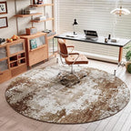 Brown Round Area Rugs 4ft Washable Circle Rug - Image 2