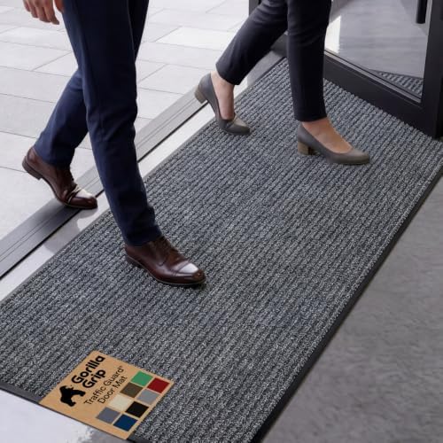 GORILLA GRIP Traffic Guard Indoor Outdoor Heavy Duty Door Mat, 59x24 Gray by GorillaGrip
