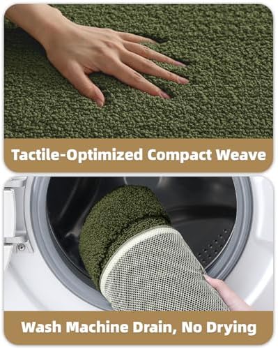 Color&Geometry Oval Green Bathroom Rugs 32x20, Extra Soft Absorbent Microfiber - Image 5