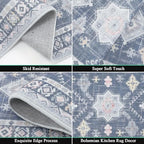 HEBE Boho Kitchen Rugs Set of 3, Non Slip Washable Kitchen Mats - Image 4