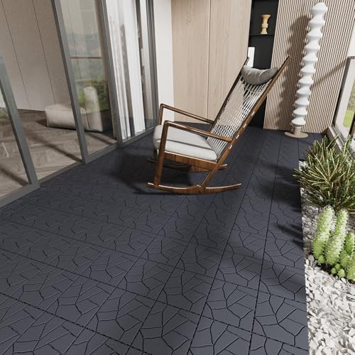 Stone Style 12" Patio Deck Tiles, DIY Module Interlocking Decking Tiles Floor - Image 5