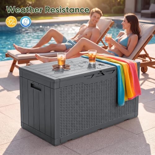 Flamaker Outdoor Storage Box 100 Gallon Waterproof Resin Deck Box - Image 6