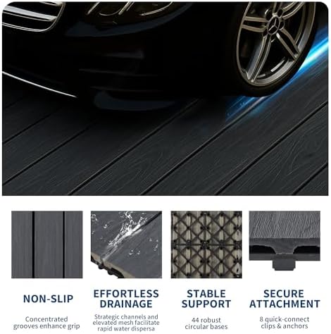 Garvee 27Pack 12" x 12" Interlocking Composite Deck Tiles, Waterproof Composite - Image 3
