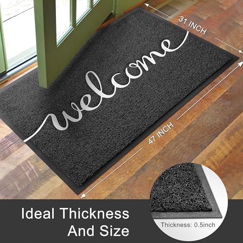 KILOCOCO Welcome Mat Front Door Mat Black Outdoor Doormat - Image 2